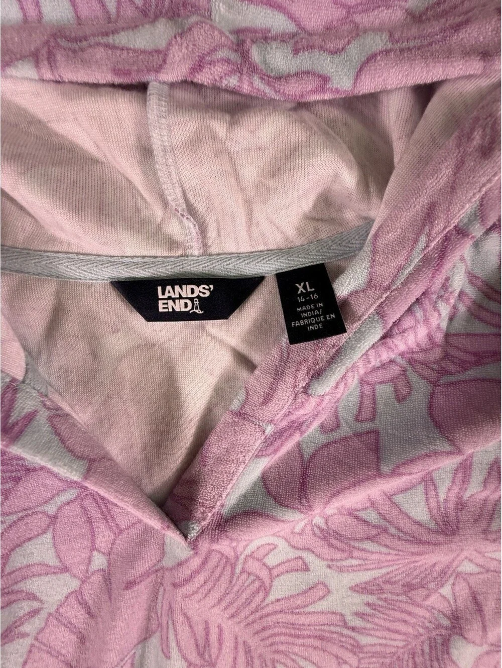 NWOT Lands’ End Girls Cover Up Swimwear Size XL 14-16 Purple Floral Hooded